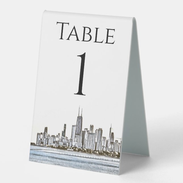 Personalised Chicago Skyline Table Numbers (Front)