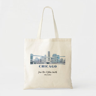 Personalised Chicago Skyline Wedding Tote Bag