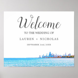 Personalised Chicago Skyline Wedding Welcome Poster