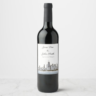 Personalised Chicago Skyline Wine Label