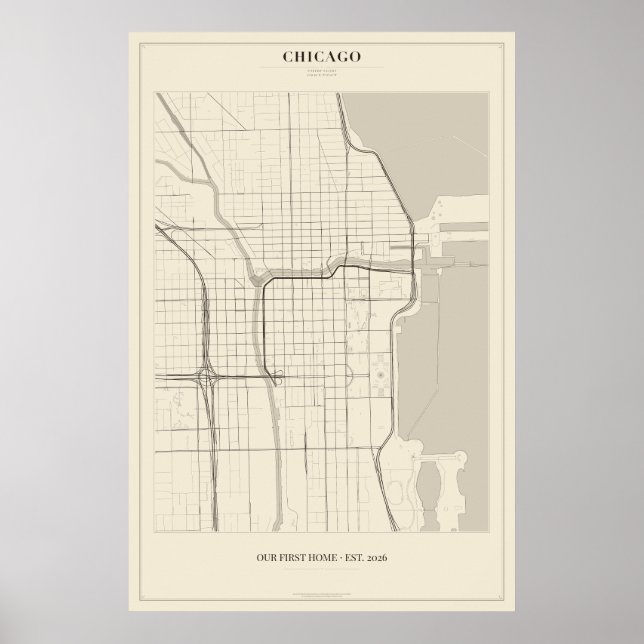 Personalised Chicago Street Map Poster (Front)