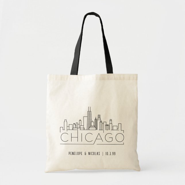 Personalised Chicago Wedding Welcome Bag Tote (Front)