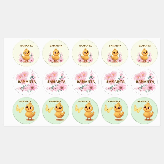 Personalised Chick Waterproof Labels  (Sheet)