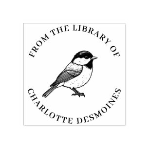 Personalised Chickadee Book Stamp Custom Ex Libris