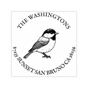 Personalised Chickadee Return Address Stamp – Name