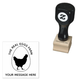 Personalised Chicken Egg Poultry Farm Logo Rubber Stamp