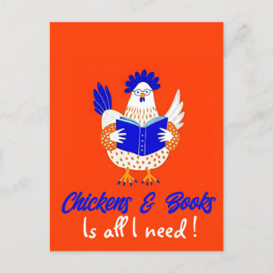 Personalised Chicken Reading Calligraphy Design Postcard