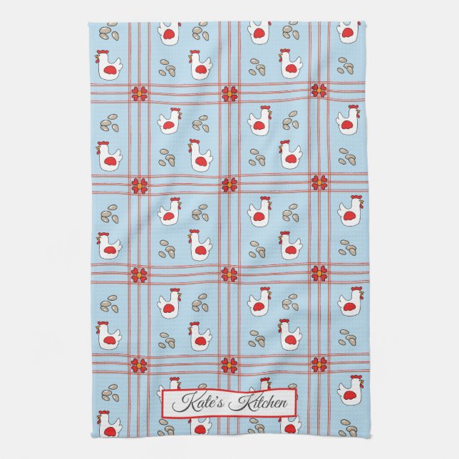 Personalised Chicken Tea Towel (Vertical)