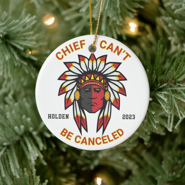 Personalised Chief Can't Be Cancelled - Football Ceramic Ornament (Tree)