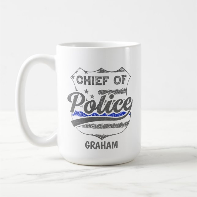 Personalised Chief of Police  USA Shield   Coffee Mug (Left)