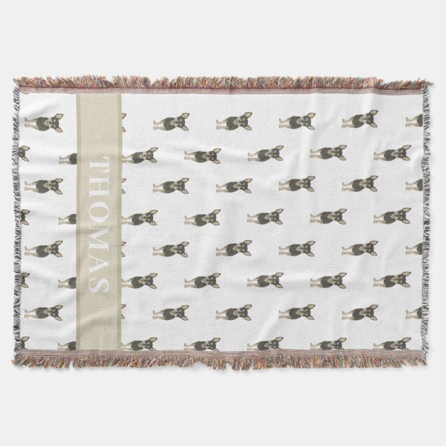 Personalised Chihuahua (Black & Tan) Throw Blanket (Front)