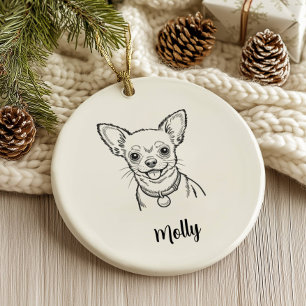Personalised Chihuahua Dog Christmas Ceramic Ornament