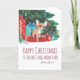 Personalised Chihuahua Mum Watercolor Christmas Holiday Card