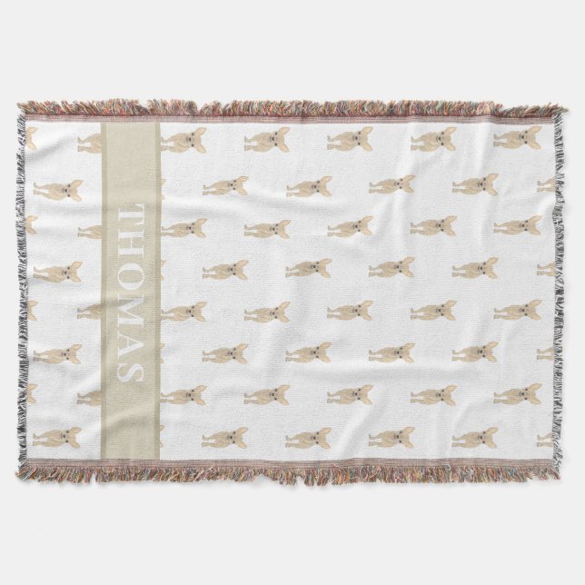 Personalised Chihuahua (Short Haired, Fawn Tan) Throw Blanket (Front)