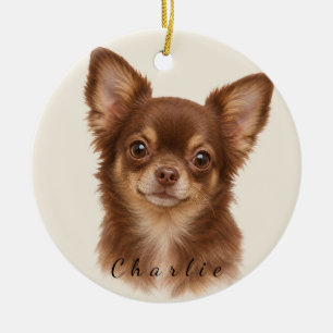 Personalised Chihuahua with Custom Name Ceramic Ornament