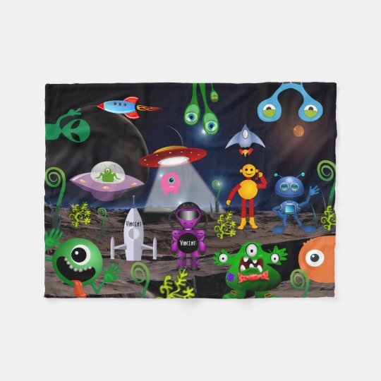 Personalised Child Astronaut & Rocket Fleece Blanket