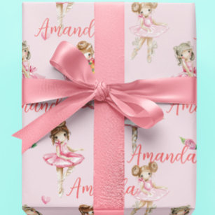 Personalised Child Ballet Ballerina Pink Pretty Wrapping Paper