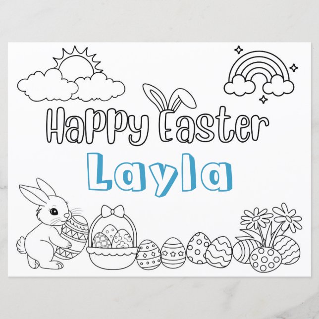 Personalised Child Easter Colouring Activity Sheet (Front)