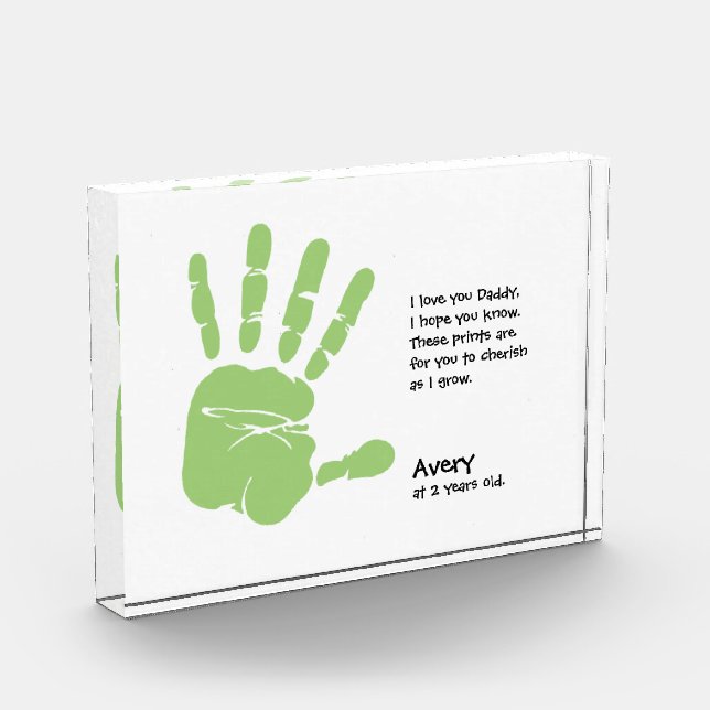 Personalised child handprint with poem for Dad Photo Block (Left)