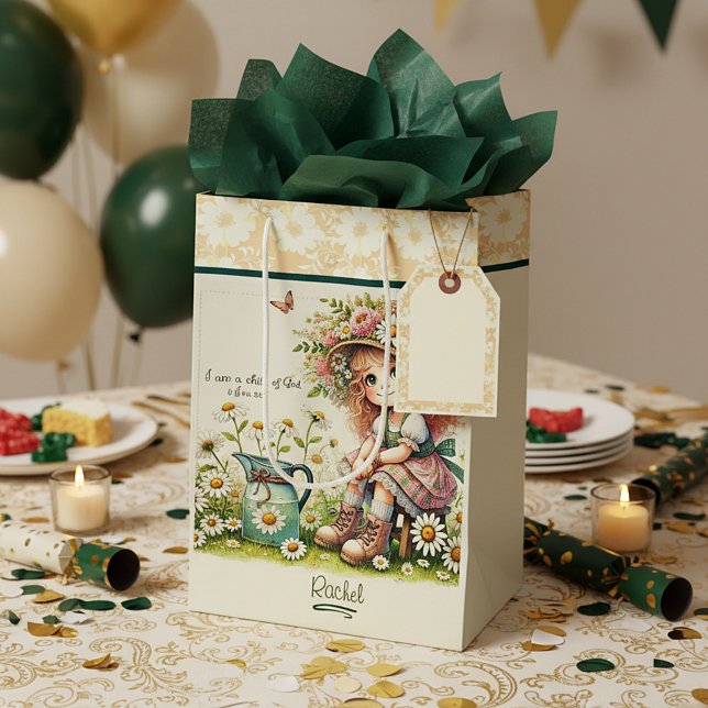 Personalised Child of God daisy girl Medium Gift Bag (Creator Uploaded)