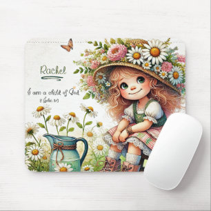Personalised Child of God daisy girl Mouse Pad