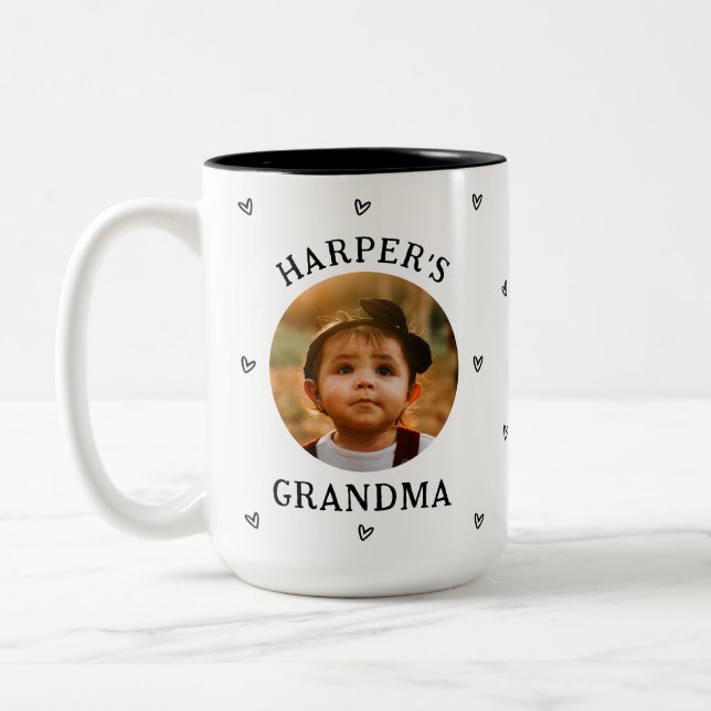 Personalised Child Photo Best Grandma Ever Two-Tone Coffee Mug (Left)