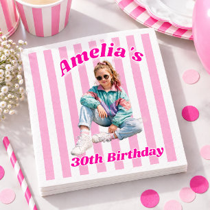 Personalised Childhood Photo 30th Birthday Napkin