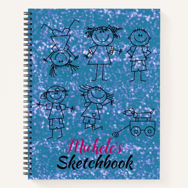 Personalised Children's Blue Sketchbook Notebook (Front)