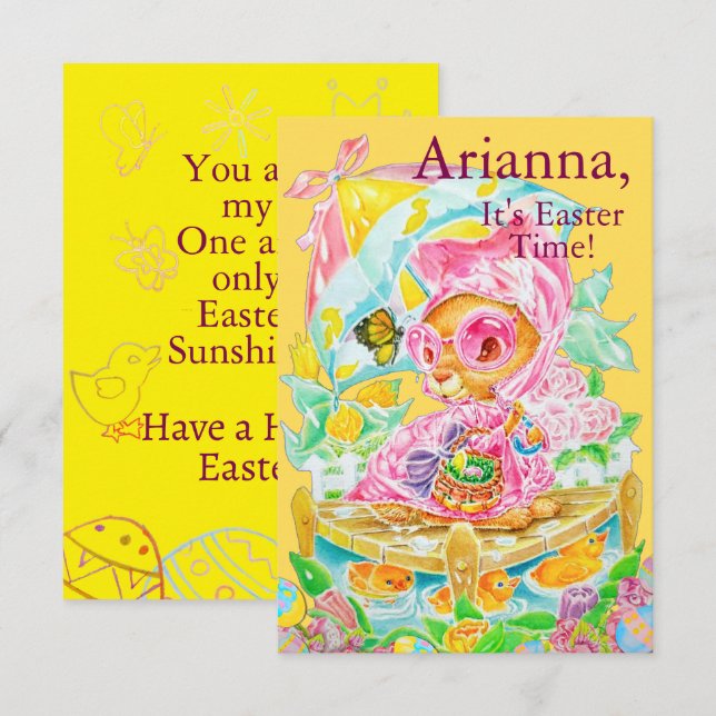 Personalised Children's Easter Flat Thank You Card (Front/Back)