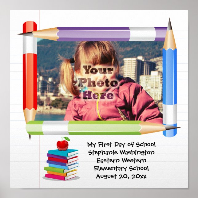 Personalised Children's Kids School Photo Frame Poster (Front)