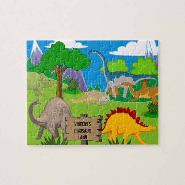 Personalised Child's Dinosaur Jigsaw Puzzle (Horizontal)