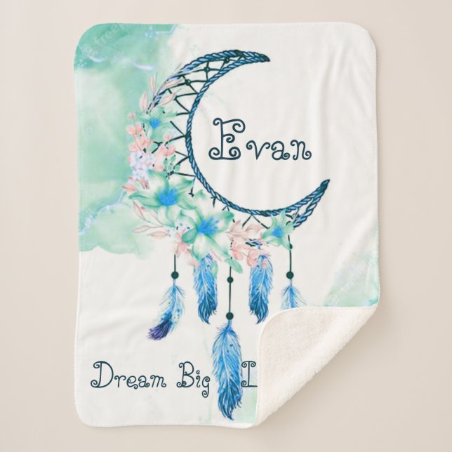 Personalised child's dreamcatcher  baby blanket (Front)
