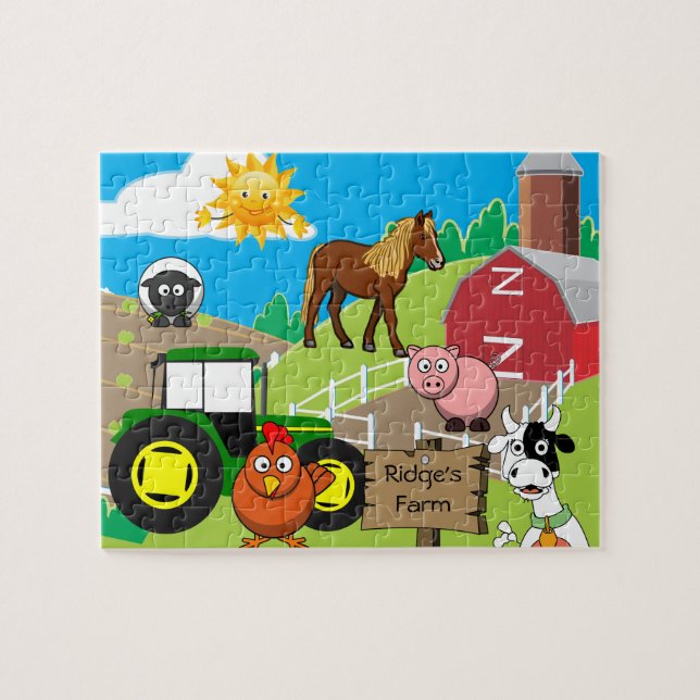 Personalised Child's Farm Jigsaw Puzzle (Horizontal)