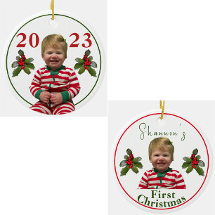 Personalised Child's First Christmas Ceramic Ornament