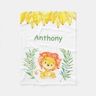 Personalised Child's Fleece Blanket Lion Jungle