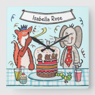 Personalised Child's Party Animals Wall Clock
