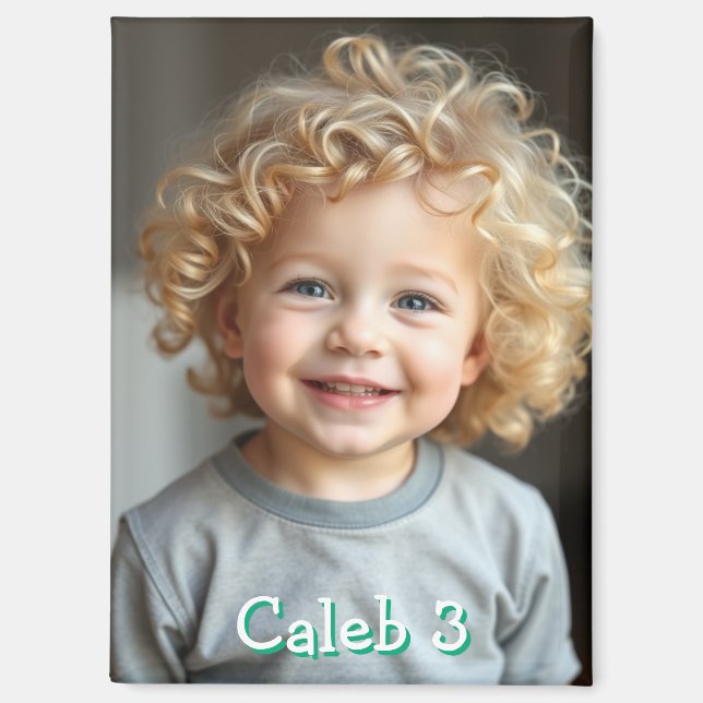 Personalised Child's Photo, Name and Age Magnet (Front)