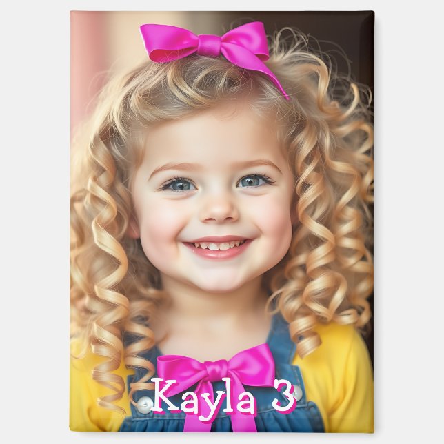 Personalised Child's Photo, Name and Age Magnet (Front)