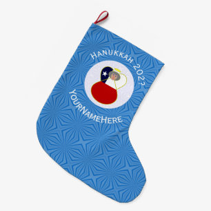 Personalised Chile Abuela Angel Hanukkah Flag  Large Christmas Stocking