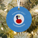 Personalised Chile Abuela Angel Hanukkah Flag  Metal Tree Decoration<br><div class="desc">Angel dressed in the red, white, and blue flag of Chile on this metal ornament for your Hanukkah decor this holiday season. Designed for families with multiple religions, the Chilean angel flies in the centre of a circle of white squiggly squares. A background of blue squiggly squares completes the Hanukkah...</div>