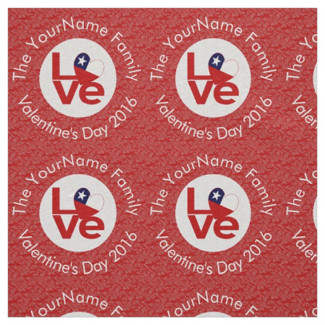 Personalised Chile Red LOVE Flag Fabric (Swatch)