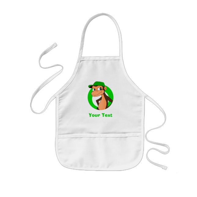 Personalised chimp cartoon  kids apron (Front)
