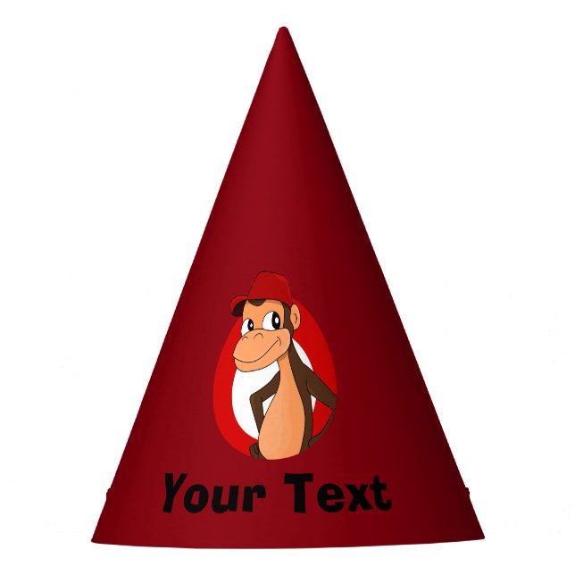 Personalised chimp cartoon party hat (Front)