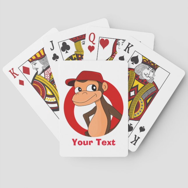 Personalised chimp cartoon playing cards (Back)