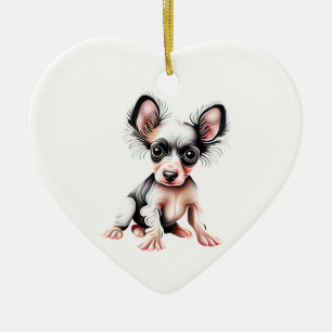 Personalised Chinese Crested II Puppy Ceramic Ornament