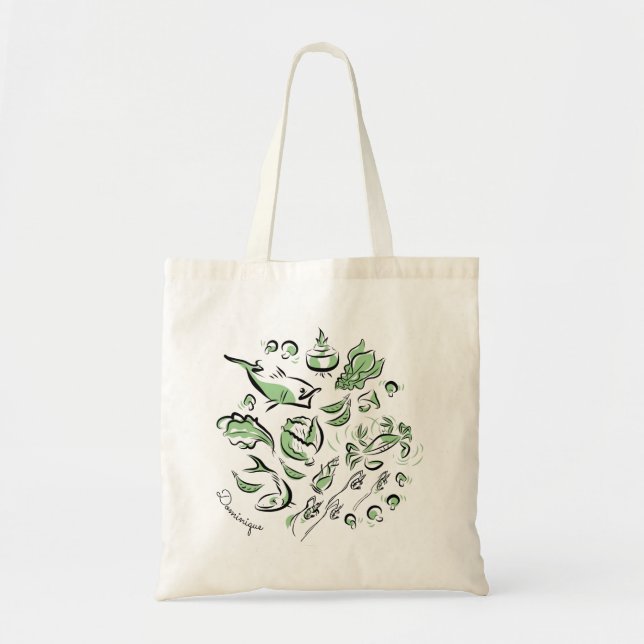 Personalised Chinese Cuisine Ink Drawing Tote Bag (Front)