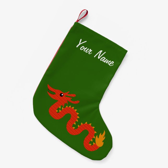 Personalised Chinese Dragon Christmas Stocking (Front (Hanging))