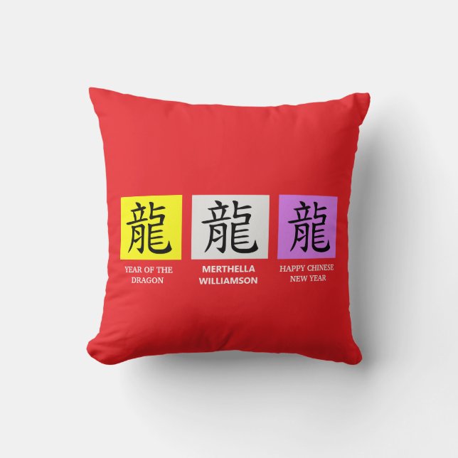 Personalised Chinese New YEAR OF THE DRAGON Cushion (Front)