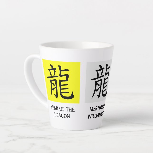 Personalised Chinese New YEAR OF THE DRAGON Latte Mug (Left Angle)