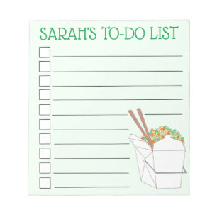 Personalised Chinese Takeout Food To Do List Notepad